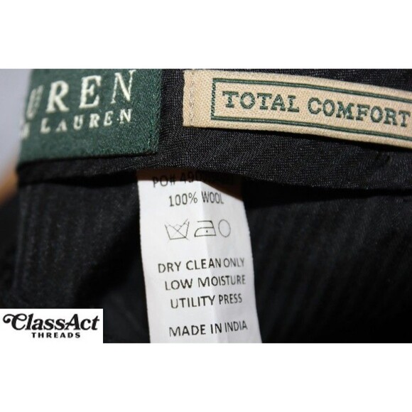 Ralph Lauren Total Comfort Wool Pant Blue Flat Fronts Tag Sz 32X27 (34X27) - Picture 3 of 9